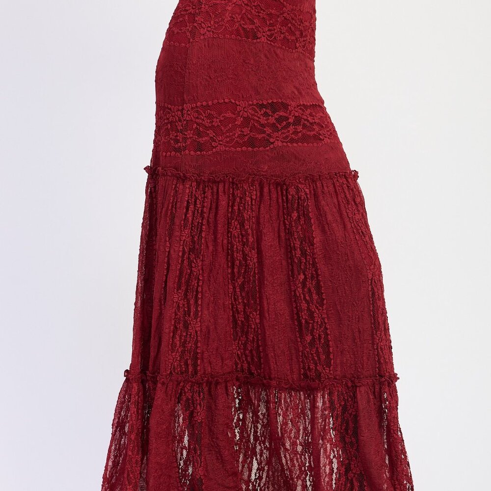 Red Lace Maxi Skirt - Picture 5 of 6